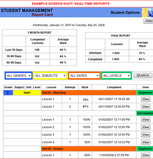 Login to access real-time reports and student diagnostics